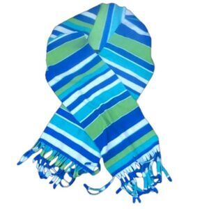 Vintage stripe Fleece scarf colorblock Y2K 90s retro ski winter outdoors blue